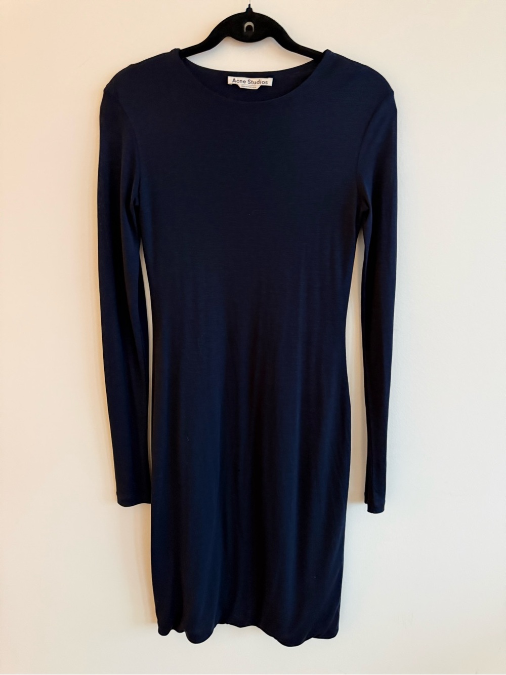 Acne Studios Slim-Fit Navy Long Sleeve Midi Dress